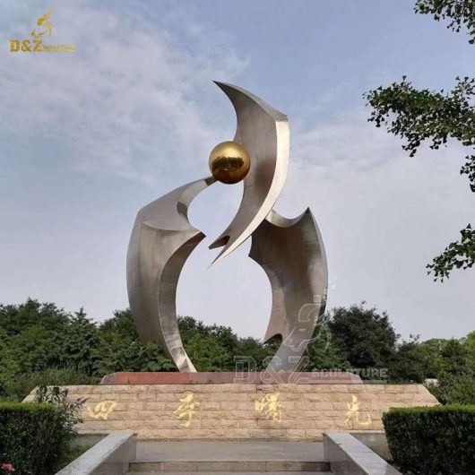 stainless steel large large abstract modern sculpture for park decorate DZM 1343 (3)
