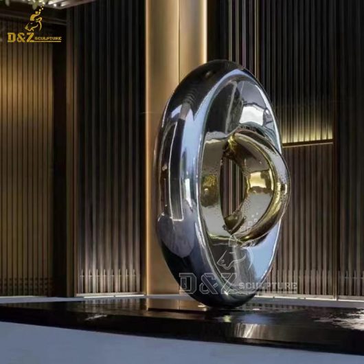 stainless steel mirror finishing yuanbao shape art design modern sculpture for sale DZM 1324
