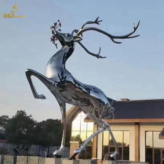 stainless steel sculpture modern metal art deer mirror finishing for sale DZM 1342