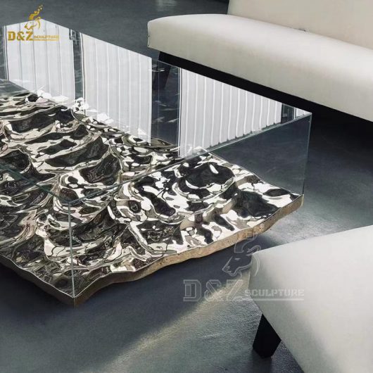 stainless steel water wave table sculpture art modern table sculpture for sale DZM 1339