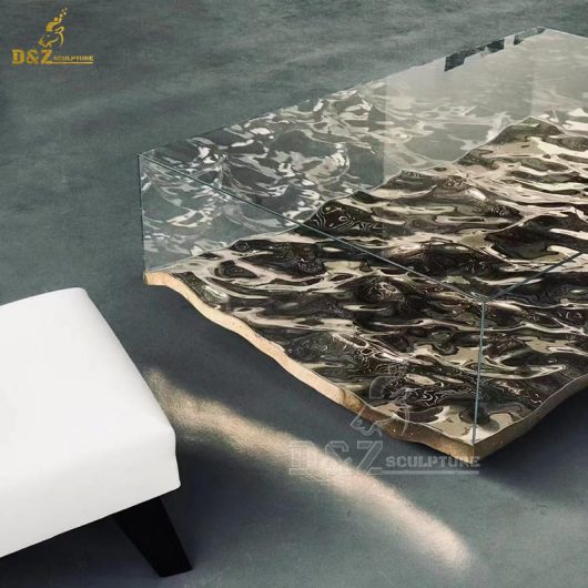 stainless steel water wave table sculpture art modern table sculpture for sale DZM 1339
