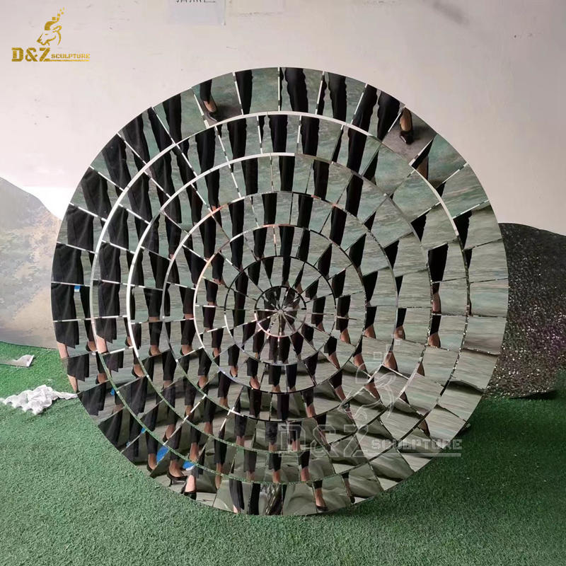 metal wall circle sculpture stainless steel art mirror finishing for sale DZM 1392