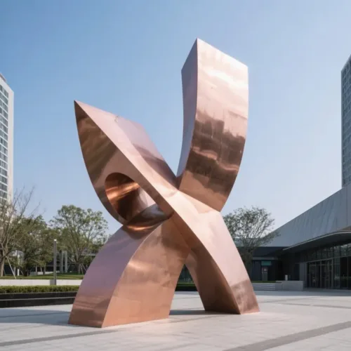 Modern Rose Gold Sculpture Abstract Stainless Steel DZN-49-2