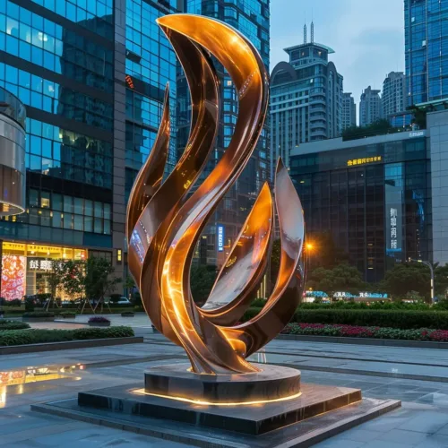 Metal Flame Sculpture Light | Abstract Garden Sculpture DZN-16-1