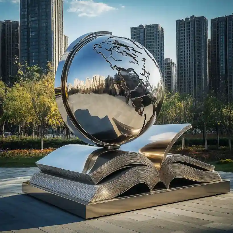 Large Metal World Globe Sculpture Garden Sphere Art DZN-58-1
