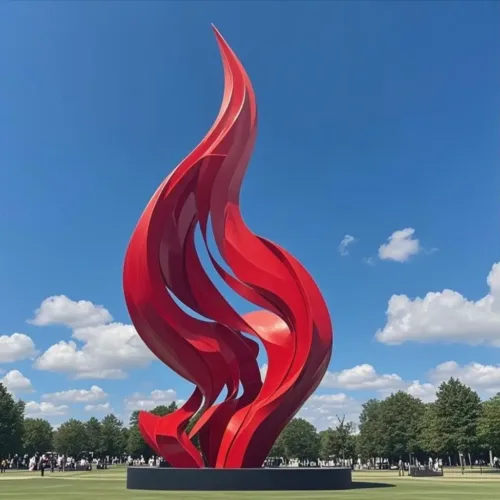 Abstract Red Metal Flame Sculpture | Garden Decor DZ-69-1 Abstract Red Metal Flame Sculpture | Garden Decor DZ-69-1