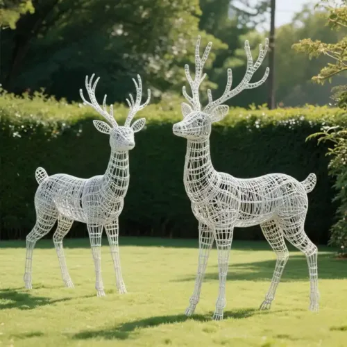 Modern Metal Deer Wire Sculpture| Outdoor Garden Decor DZN-82-1 Modern Metal Deer Wire Sculpture| Outdoor Garden Decor DZN-82-1