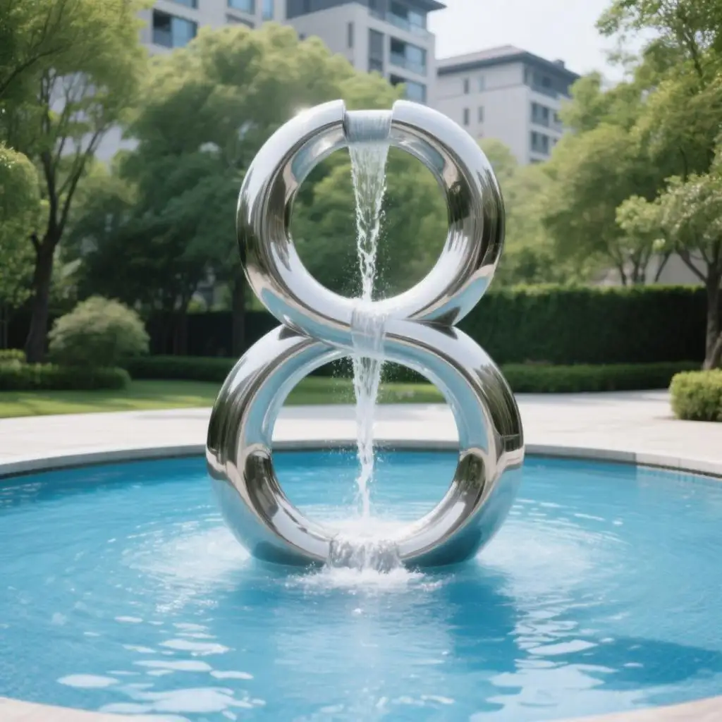 Outdoor 8-Shaped Large Pond Fountains with Light for Sale DZN89-1