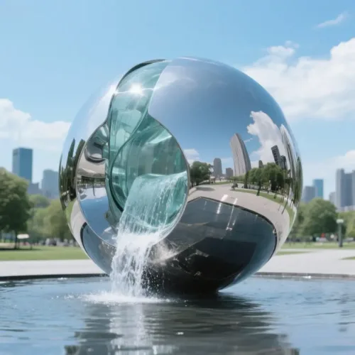 Stainless Steel Sphere Water Fountain | Modern Outdoor Art DZN96