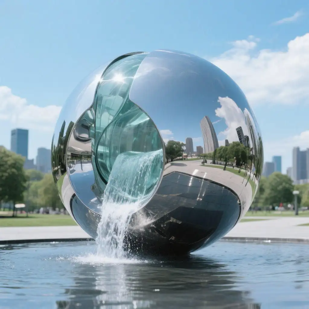 Stainless Steel Sphere Water Fountain | Modern Outdoor Art DZN96