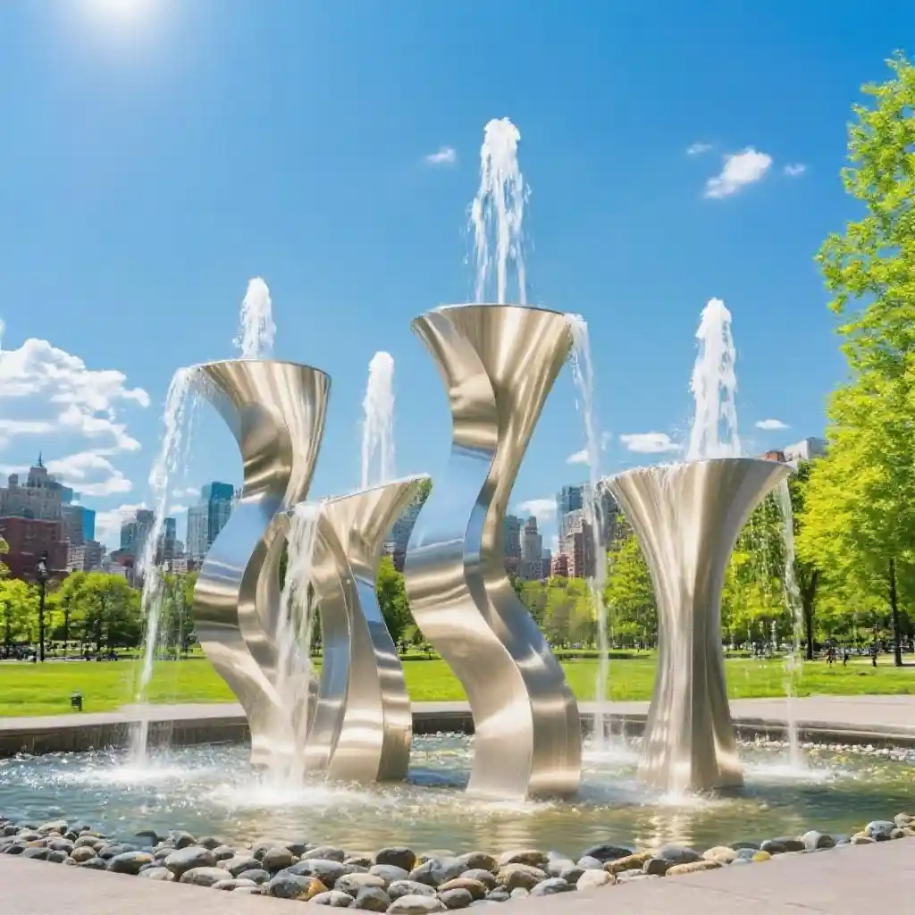 Brushed Large Metal Water Fountains Outdoor Light Decor DZN98-1