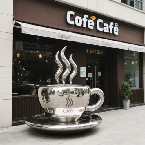 Custom Metal Giant Coffee Cup Sculpture Installation Decor DZN-43-2