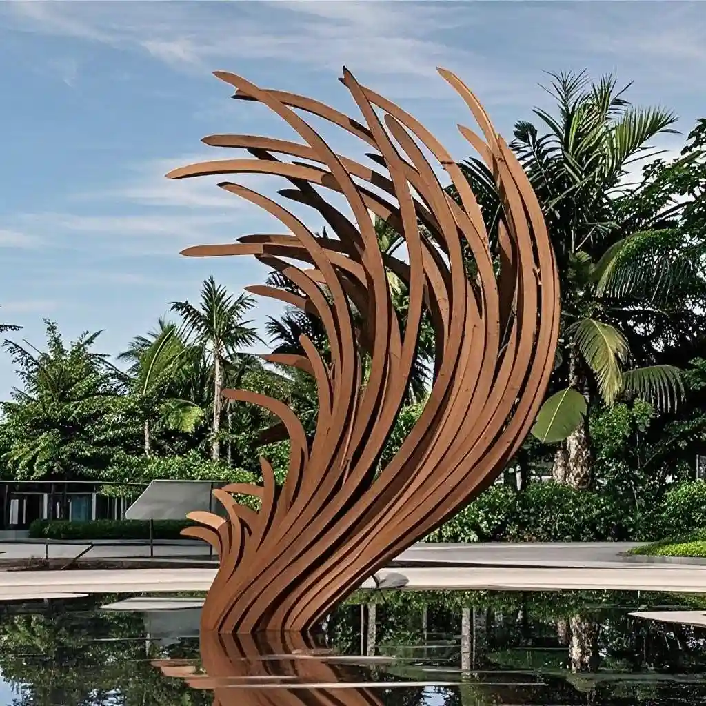 Large Outdoor Metal Feather Sculpture Modern Garden Decor DZN102-6 Large Outdoor Metal Feather Sculpture Modern Garden Decor DZN102-6