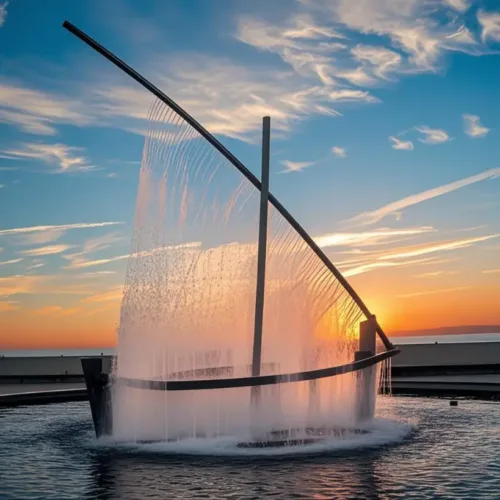 Metal Large Outdoor Boat Fountain with Light for Sale DZN99-2