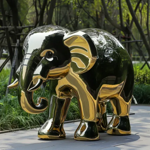 Large Outdoor Gold Metal Elephant Sculpture for Sale DZN-20-2