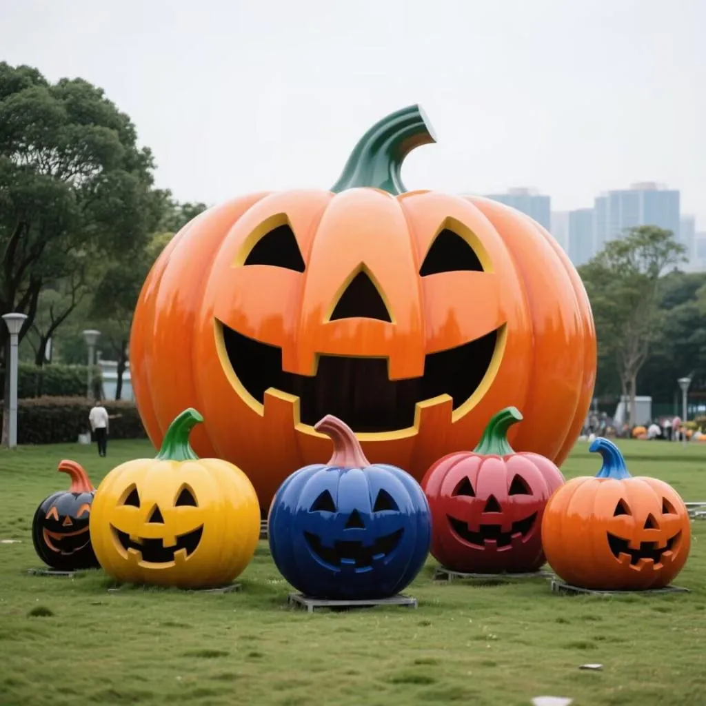 Giant Metal Halloween Pumpkin Statue Holiday Decoration DZN-30-1