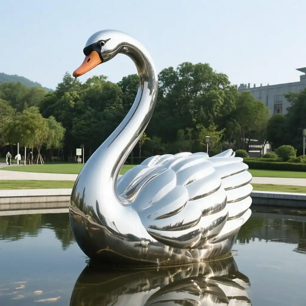 Beautiful Modern Metal Swan Sculpture for Garden Decor DZN-61-1
