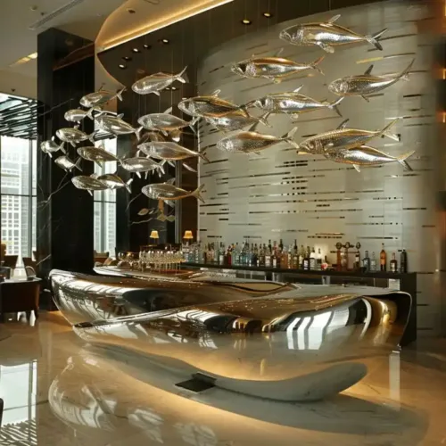 Luxury Metal Fish Wall Sculpture for Hotel Decor DZN-68-7