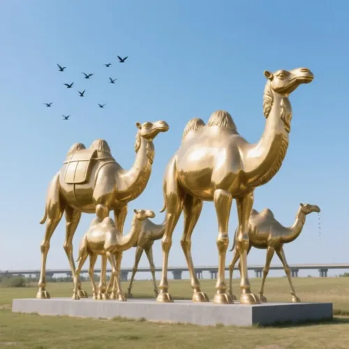 Large Outdoor Mirror Gold-plated Camel Sculpture for Sale DZN101-1