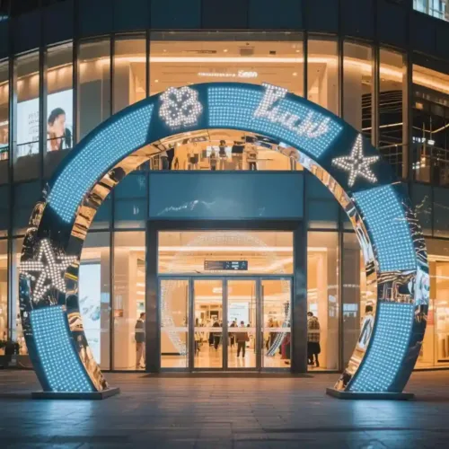Big LED Metal Ornamental Arch Sculpture High-end for Mall DZN-45-1 Big LED Metal Ornamental Arch Sculpture High-end for Mall DZN-45-1