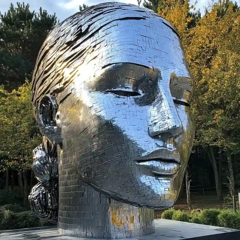 Big Abstract Metal Face Sculpture| 3D Human head Decor DZN-57-1
