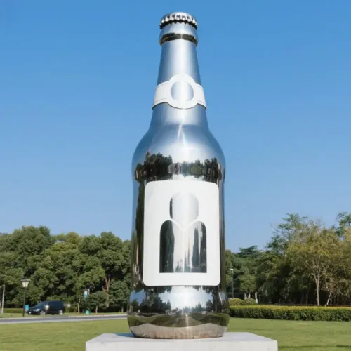 Contemporary Outdoor Wine Bottle Sculpture Custom Mirror DZN-33-1
