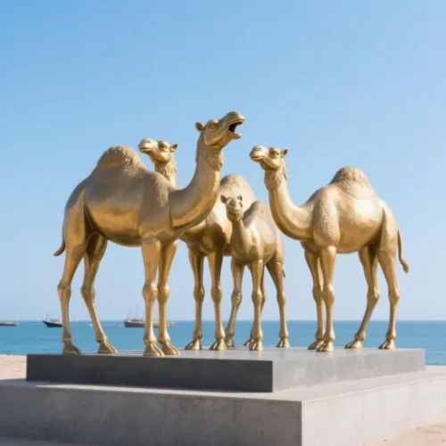 Large Outdoor Mirror Gold-plated Camel Sculpture for Sale DZN101-2