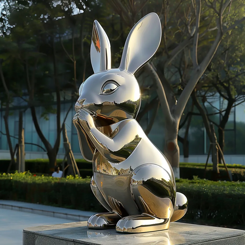 Garden Metal Bunny Rabbit Sculpture | Modern Decor DZN-19-1