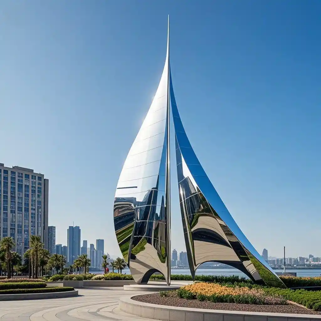 Large Stainless Steel Sail Sculpture Modern Public Art DZN-47-1