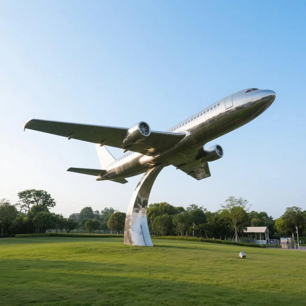 Metal Airplane Sculpture Modern Outdoor Aviation Art DZN-39-1
