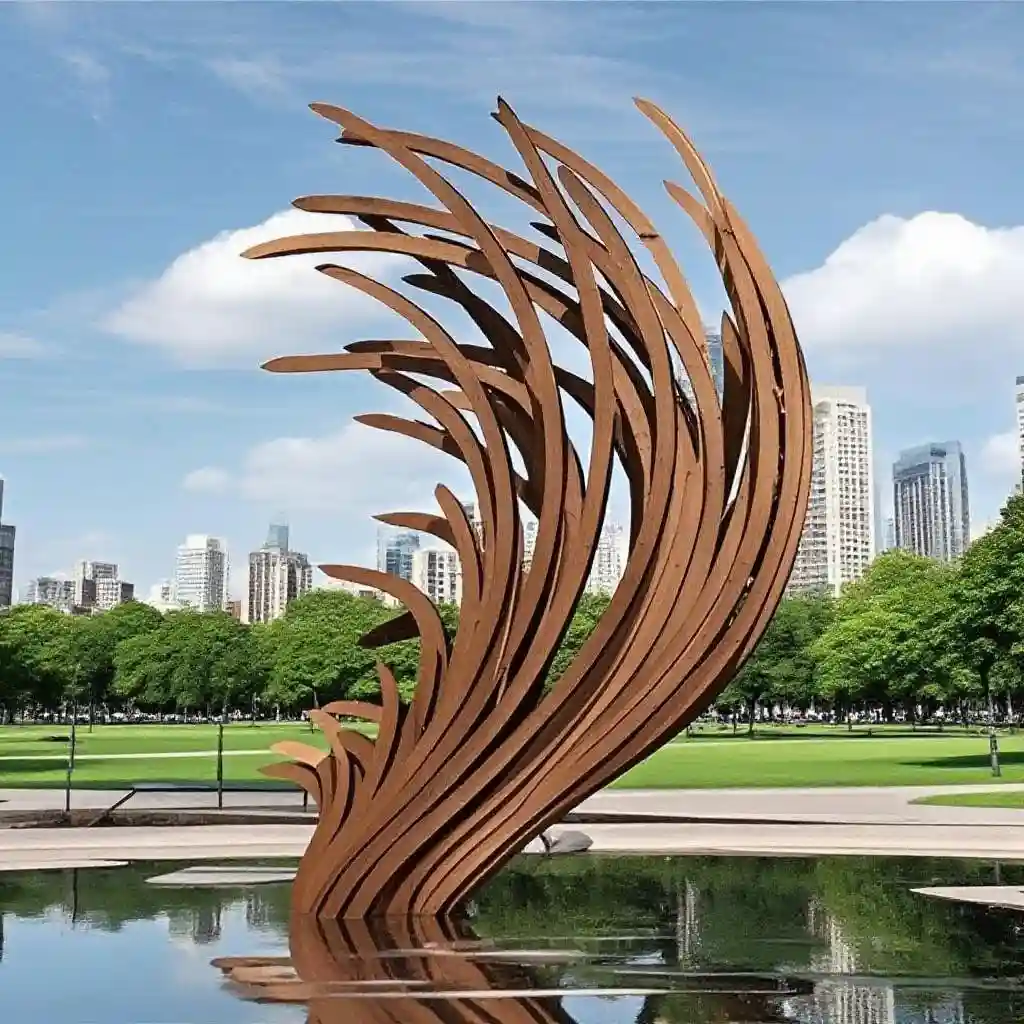 Large Outdoor Metal Feather Sculpture Modern Garden Decor DZN102-4 Large Outdoor Metal Feather Sculpture Modern Garden Decor DZN102-4