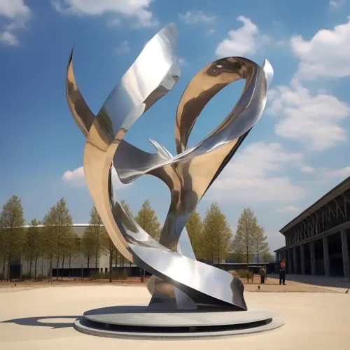 Giant Custom Abstract Stainless Steel Sculpture DZN-48-1