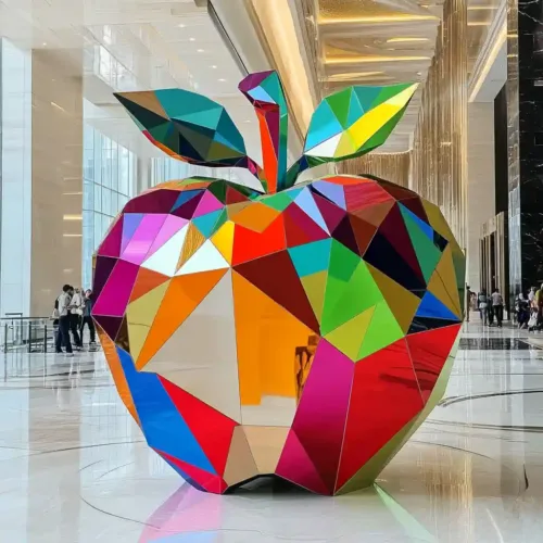 Geometric Metal Large Apple Sculpture Colorful Fruit for Sale DZN42-1 colorful sculptures Geometric Metal Large Apple Sculpture Colorful Fruit for Sale DZN42-1 colorful sculptures