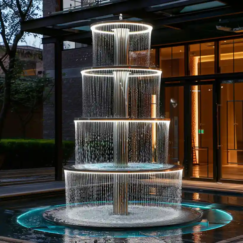 Large Outdoor LED 4-Tier Fountain Water Feature for Sale DZN91-1