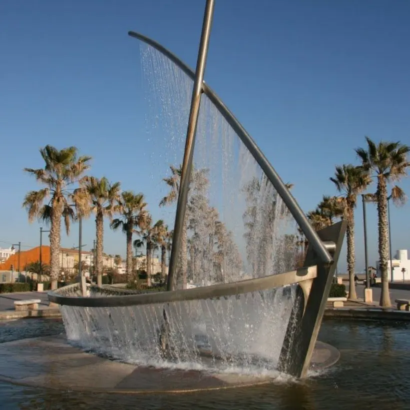 Metal Large Outdoor Boat Fountain with Light for Sale DZN99-4 Metal Large Outdoor Boat Fountain with Light for Sale DZN99-4