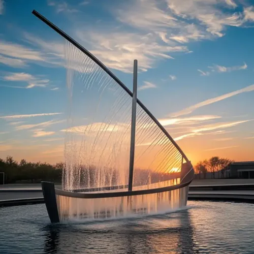 Metal Large Outdoor Boat Fountain with Light for Sale DZN99-1