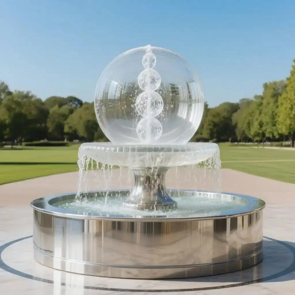 Outdoor Acrylic Sphere Water Fountain – Stainless Steel Garden Art DZN86-1
