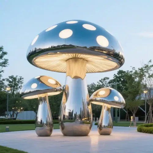 Outdoor Mirror LED Large Mushroom Sculpture For Sale DZN-40-2 Outdoor Mirror LED Large Mushroom Sculpture For Sale DZN-40-2
