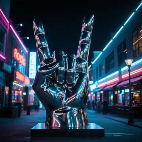 Large Metal Hand Sculpture Mirror Polished Decor Love DZN-50-2