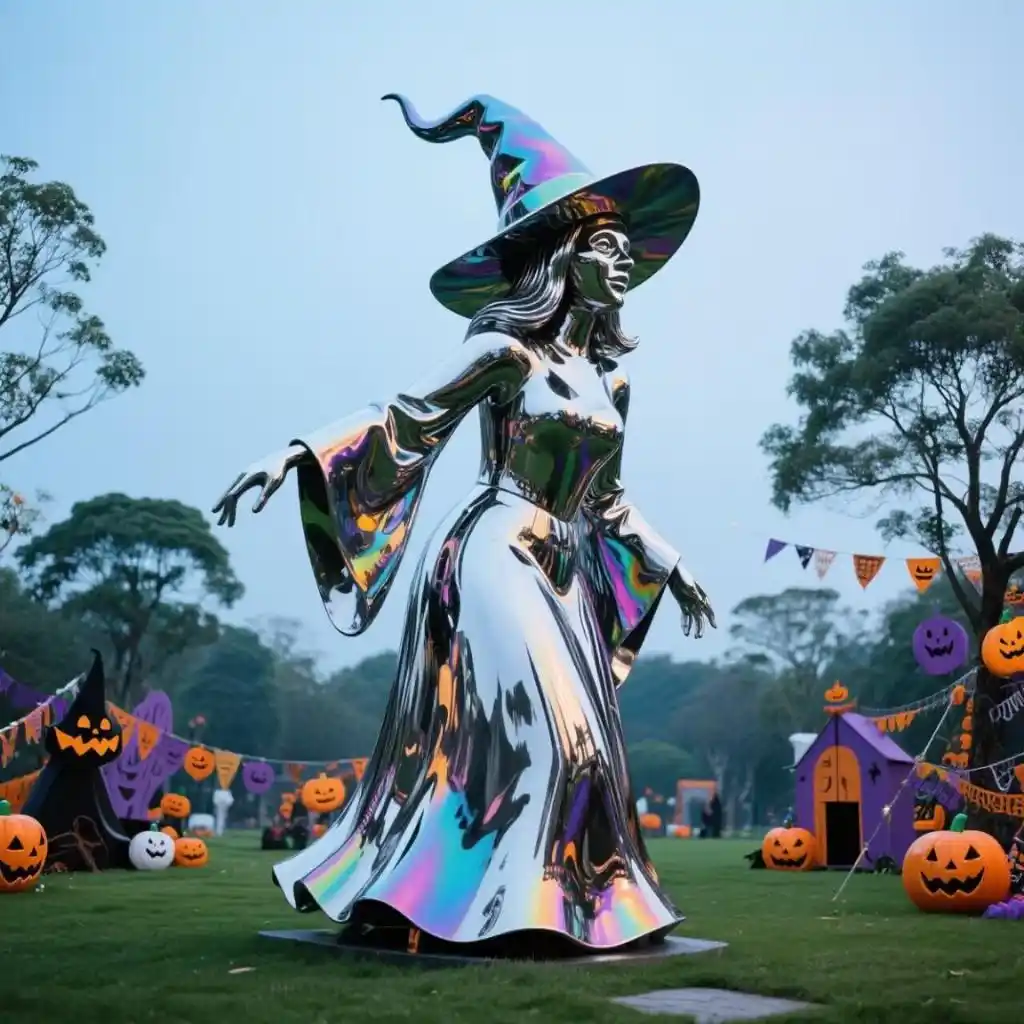 Halloween metal garden witch statue holiday yard decoration DZN-31-1