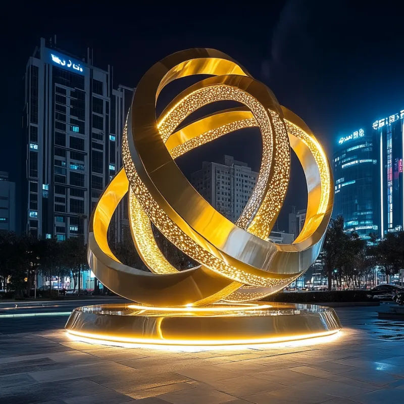 Stainless Steel Mobius Strip Sculpture With Light DZN-5-1