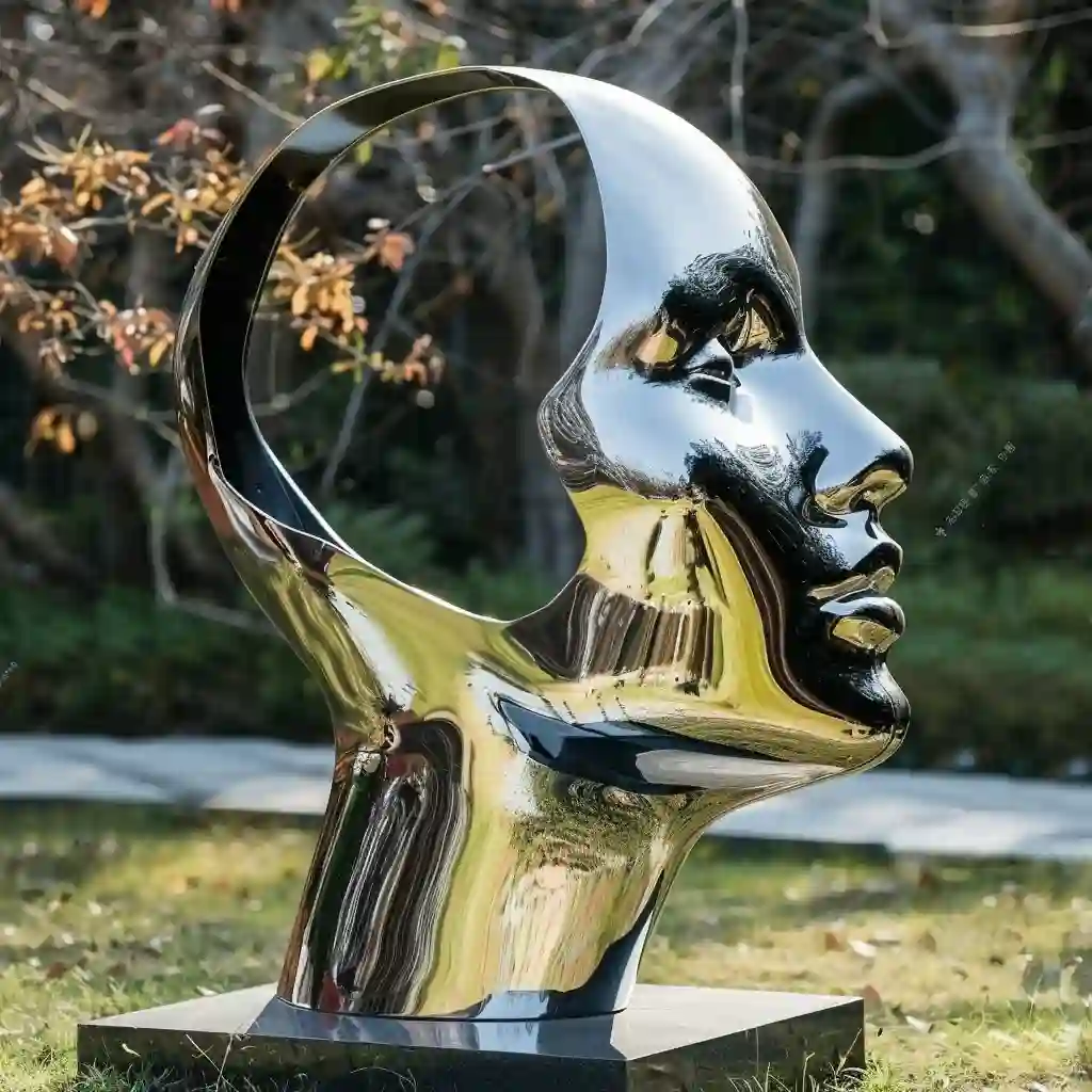 Mirror Metal Modern Portrait Sculpture | Abstract Art DZ-1-1