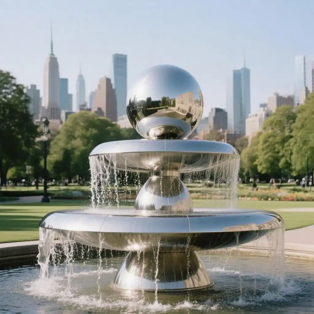 Custom Stainless Steel Large Bowl Fountain with Ball DZN90-1