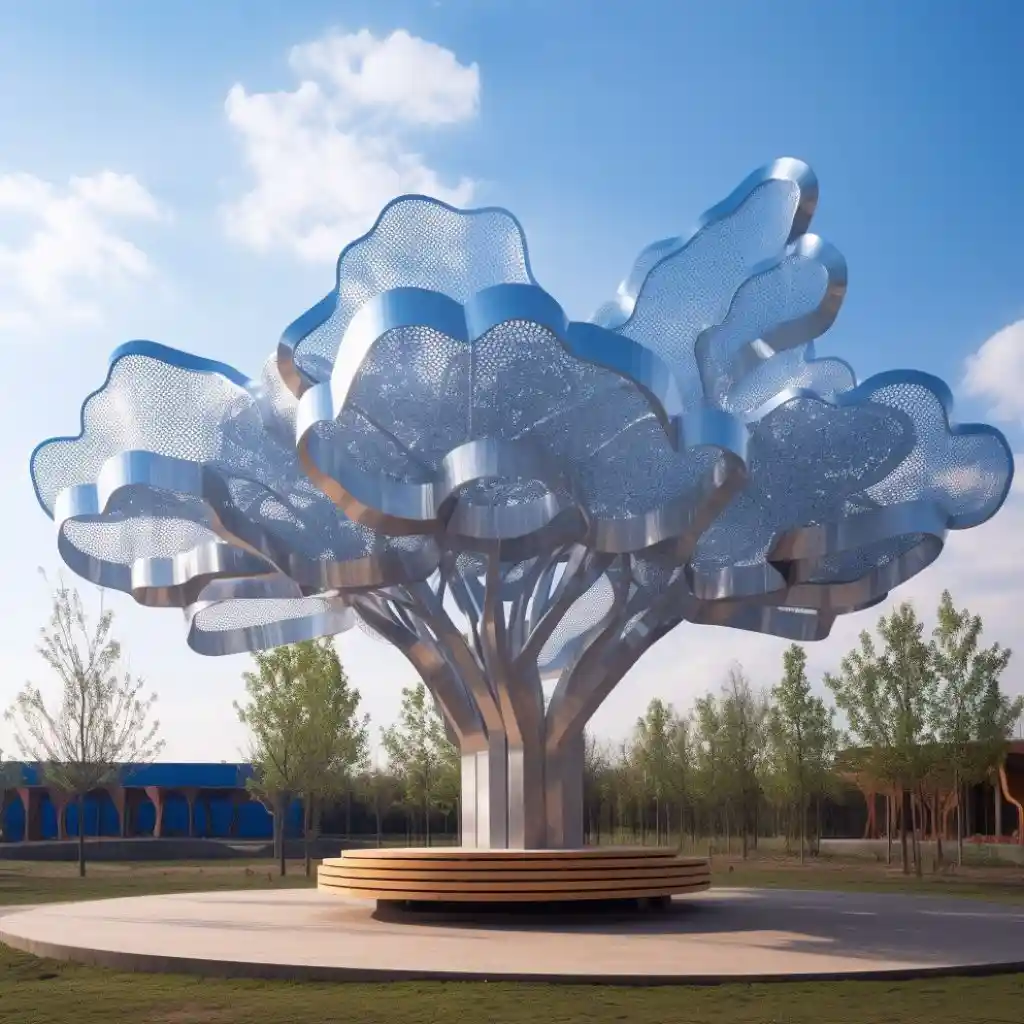 Large Metal Tree Sculpture – Abstract Outdoor Cloud Tree Art DZN118-1
