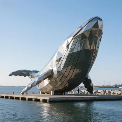 Outdoor Large Metal Whale Art Sculpture for Sale DZN166-1