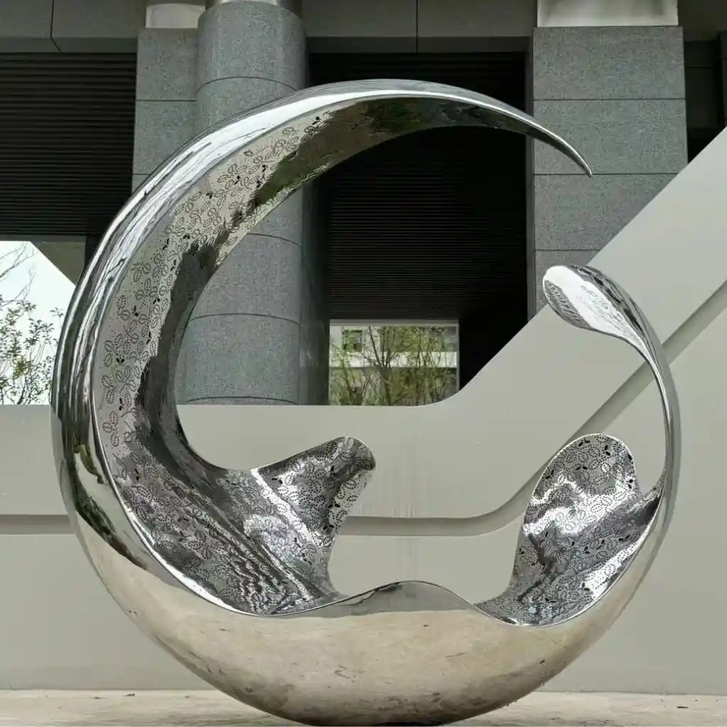 Half Moon Sculpture with Light | Giant Metal Glowing Art DZN-114-1