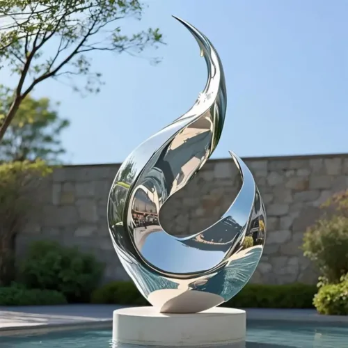 Modern Abstract Metal Flame Water Feature Sculpture DZN140-1
