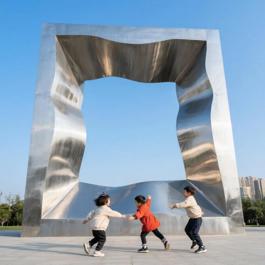 Abstract Metal Rectangular Sculpture Outdoor Geometric Art DZN132-1