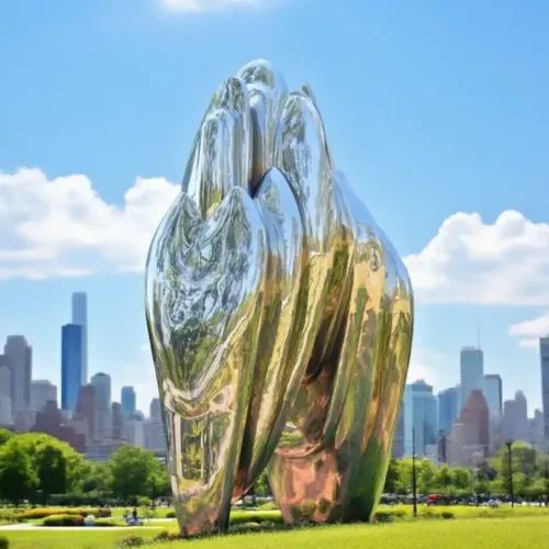 Modern abstract metal mountain sculpture for sale DZN106-4