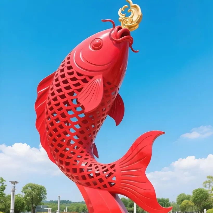 Koi Fish Sculpture for Sale – Large Modern Metal Garden Art DZN108-1